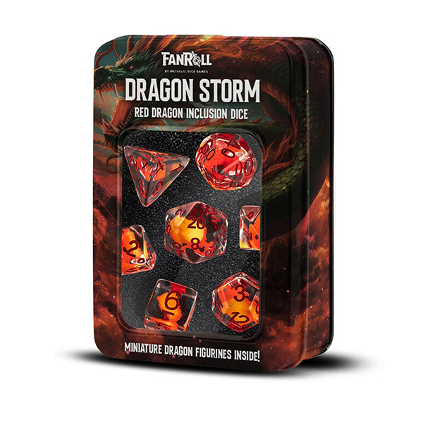 Dragon Storm Inclusion Resin Dice Set - Red Dragon