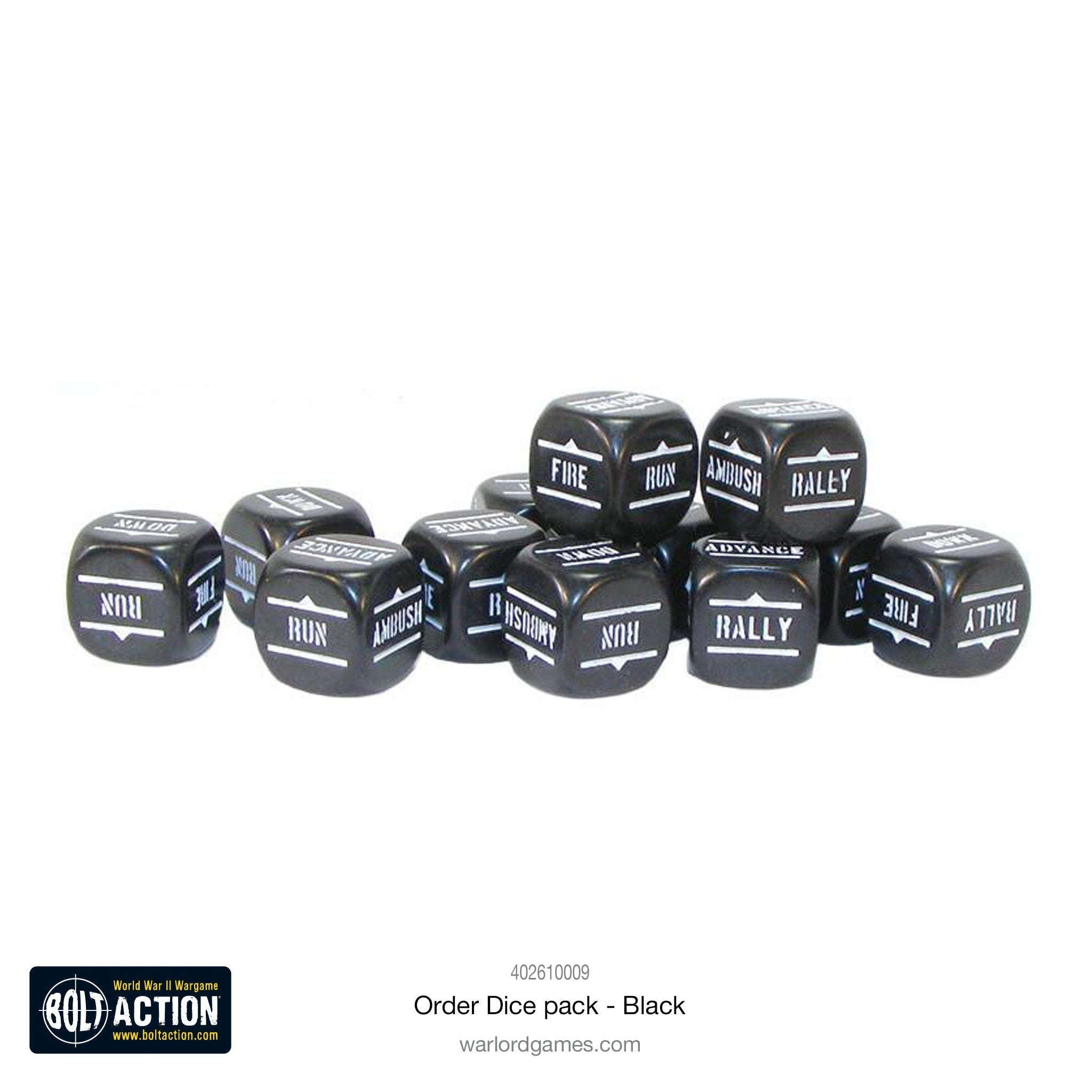 Bolt Action Orders Dice - Black