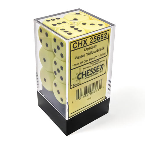 Chessex - Opaque Pastel 16mm D6 Dice Block - Yellow/Black
