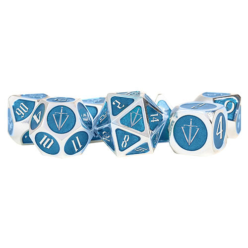 Tales of the Valiant - Metal Dice Set: Silver w/ Light Blue Enamel