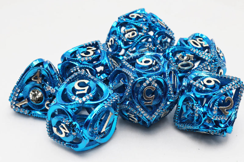 Hollow Hearts: Jeweled Blue - Metal RPG Dice Set