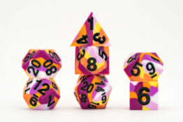 FanRoll: Gaymers Pride: 16mm Pride Sharp Edge Silicone Rubber Poly Dice Set - Lesbian
