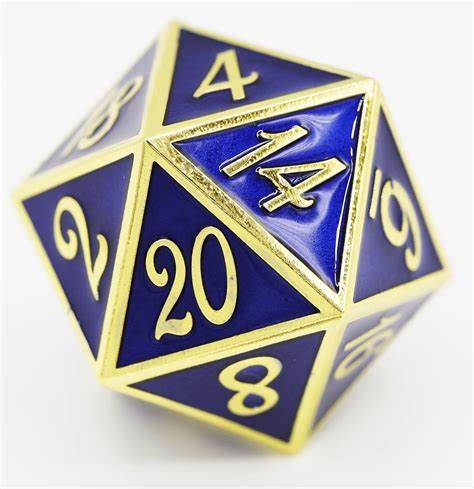 35mm Metal D20 - Gold with Sapphire