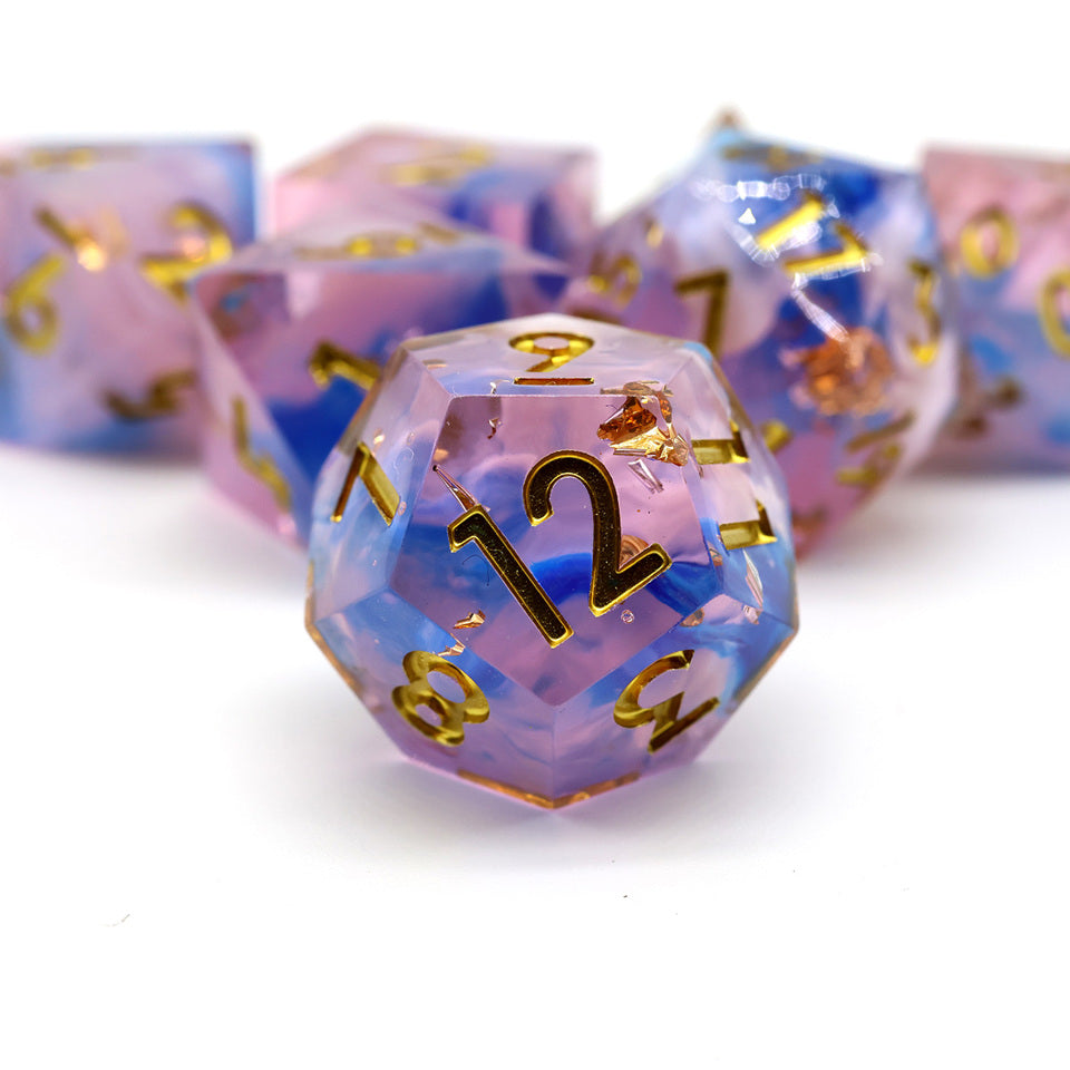 Unicorn Cream | Sharp Edge Dice | 7 Piece Set