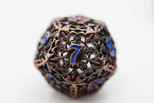 Fleur de Lis: Copper Azul - Hollow Metal RPG Dice Set