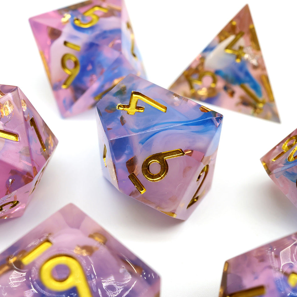 Unicorn Cream | Sharp Edge Dice | 7 Piece Set