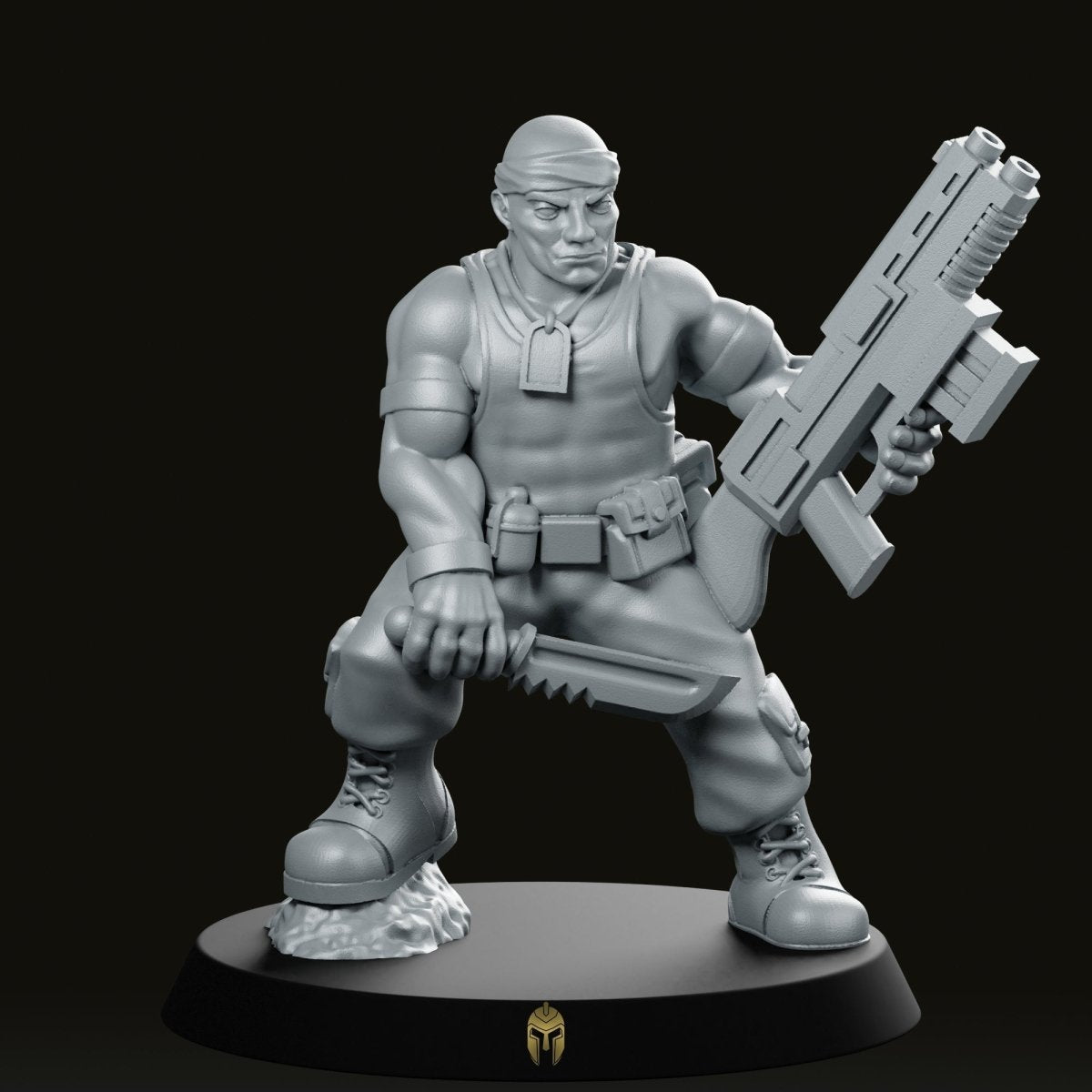 Soldier on Stone with Shotgun Miniature