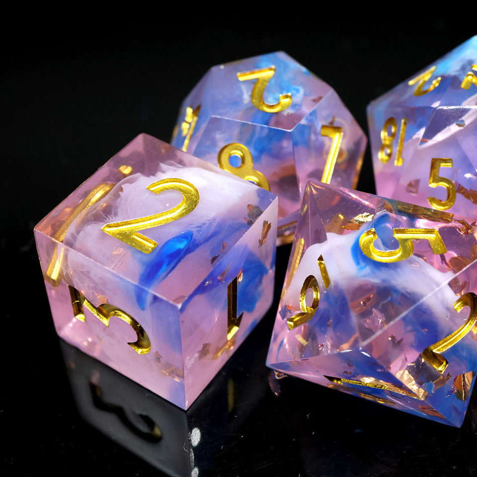 Unicorn Cream | Sharp Edge Dice | 7 Piece Set