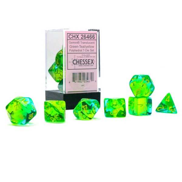 Translucent Green-Teal/yellow (7 Dice Set)