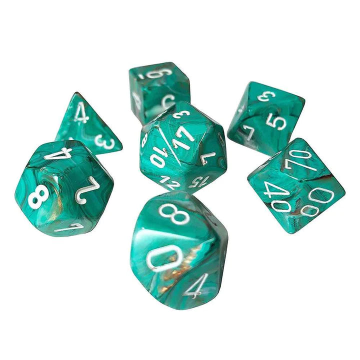 Polyhedral Dice: Marble Oxi-Copper with White (7)