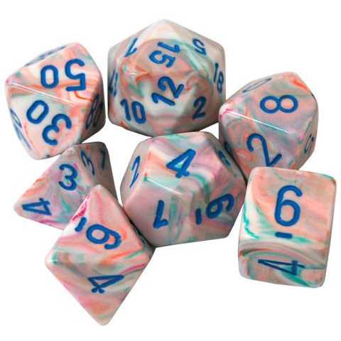 Polyhedral Dice: Festive - Pop Art with Blue (7)