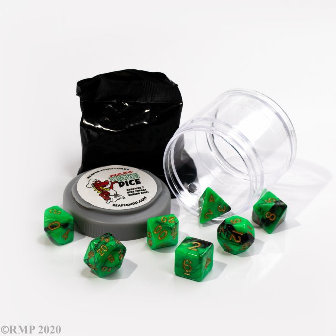 DUAL DICE -  GREEN & BLACK