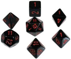 Polyhedral Dice: Opaque - Black with Red