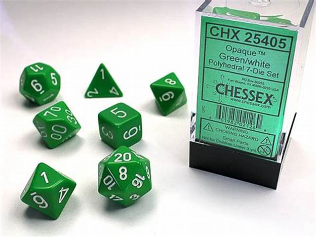 Polyhedral Dice: Opaque - Green with White (7)