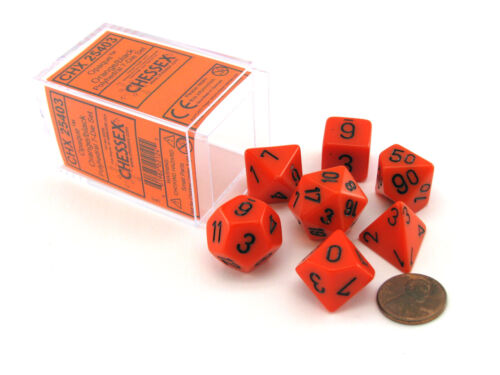 Polyhedral Dice: Opaque - Orange with Black (7)