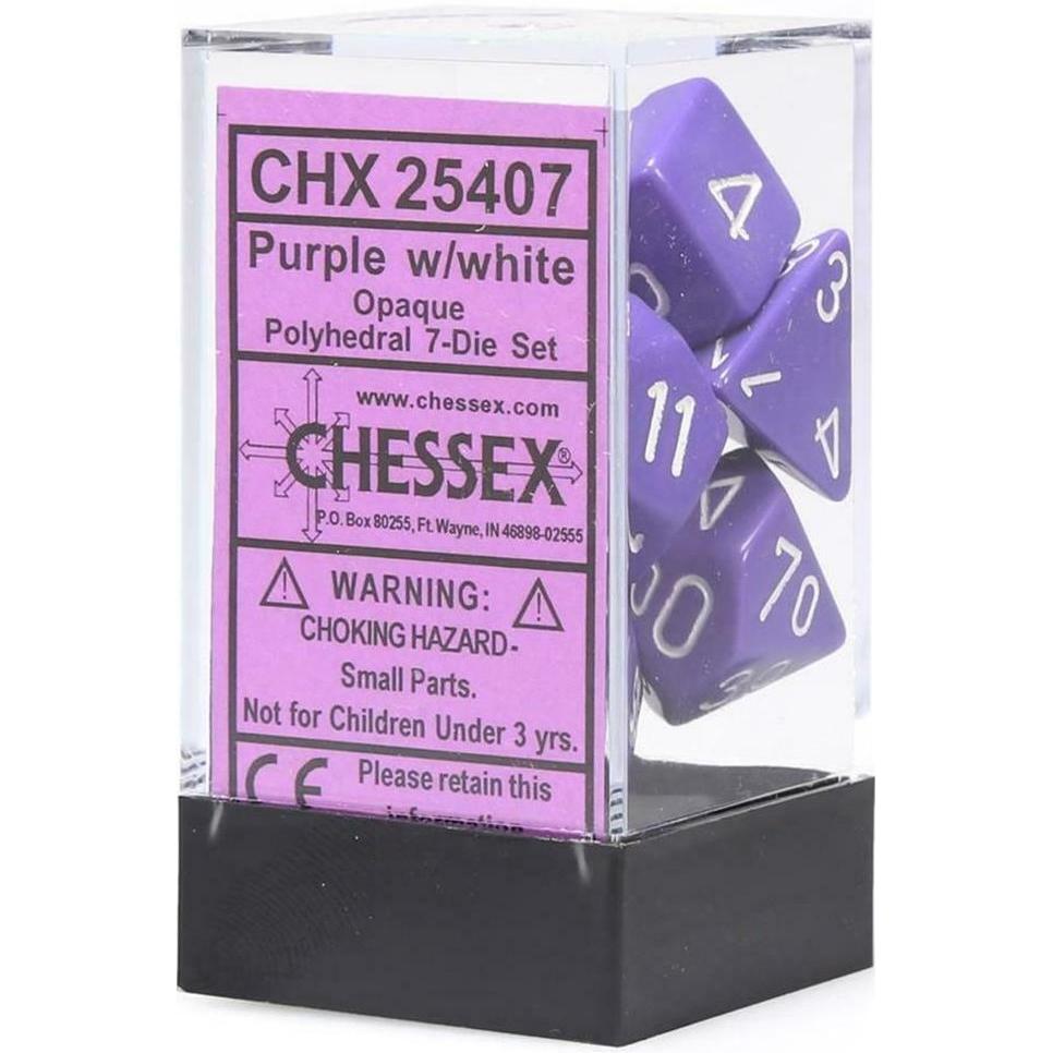 Polyhedral Dice: Opaque - Purple with White (7)