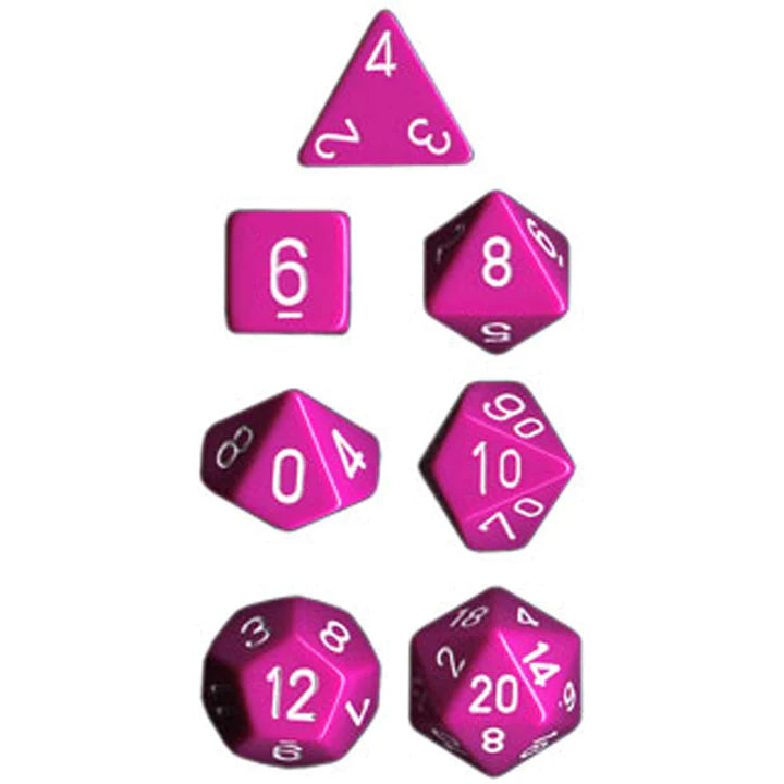 Polyhedral Dice: Opaque -  Purple with White (7)