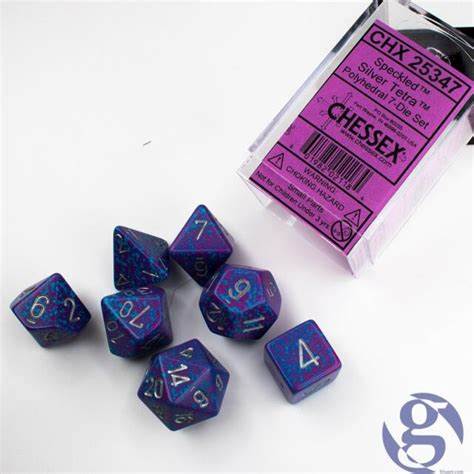 Polyhedral Dice: Speckled - Silver Tetra (7)