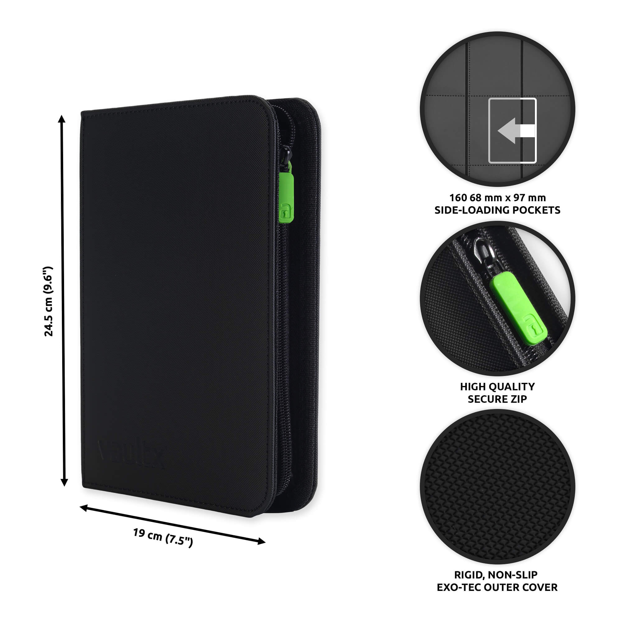 Black 4-Pocket Exo-Tec® Zip Binder