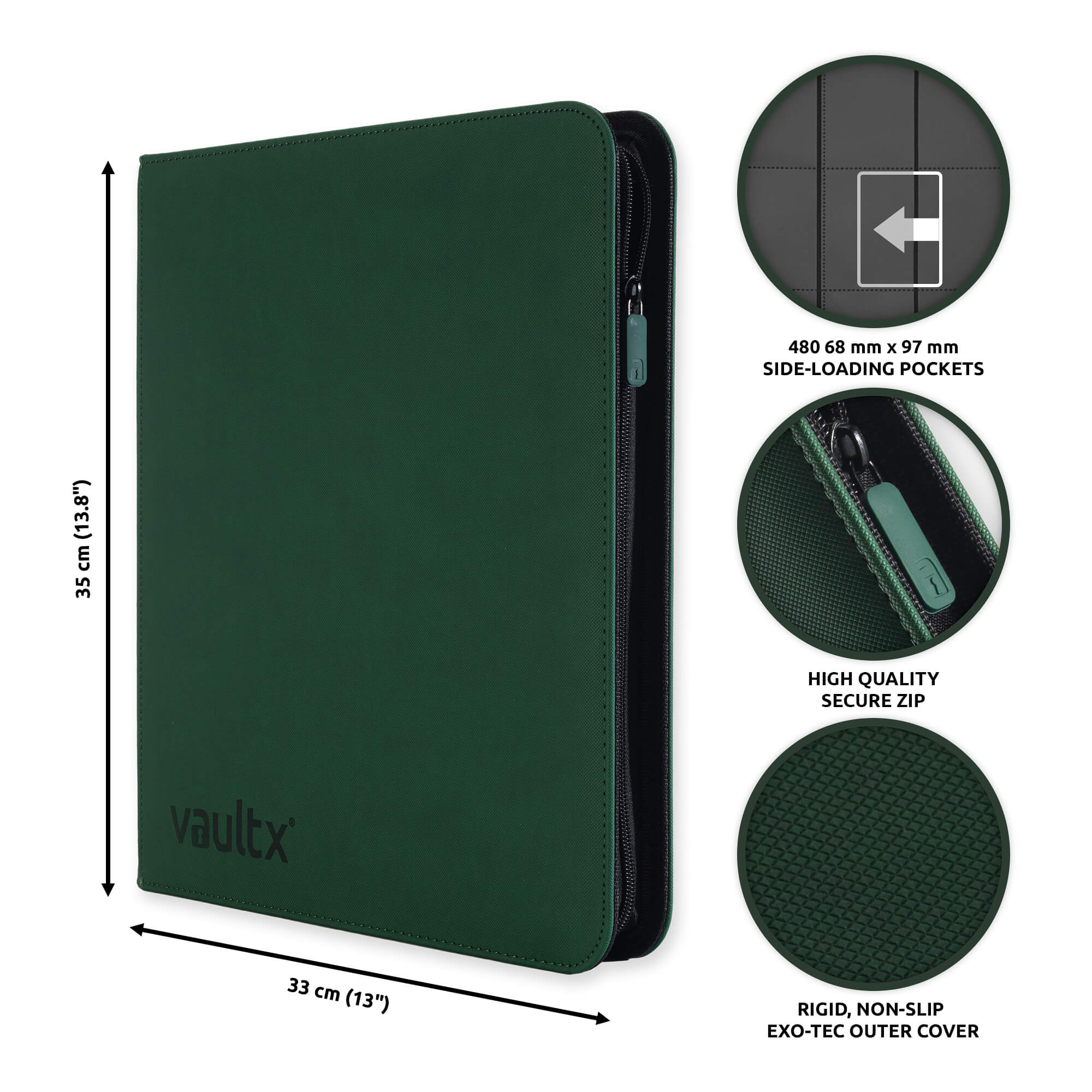 Green 12-Pocket Exo-Tec® Zip Binder