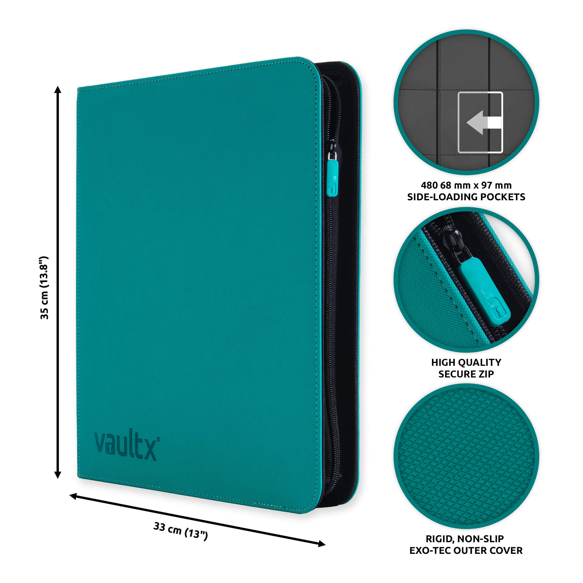 Teal 12-Pocket Exo-Tec® Zip Binder