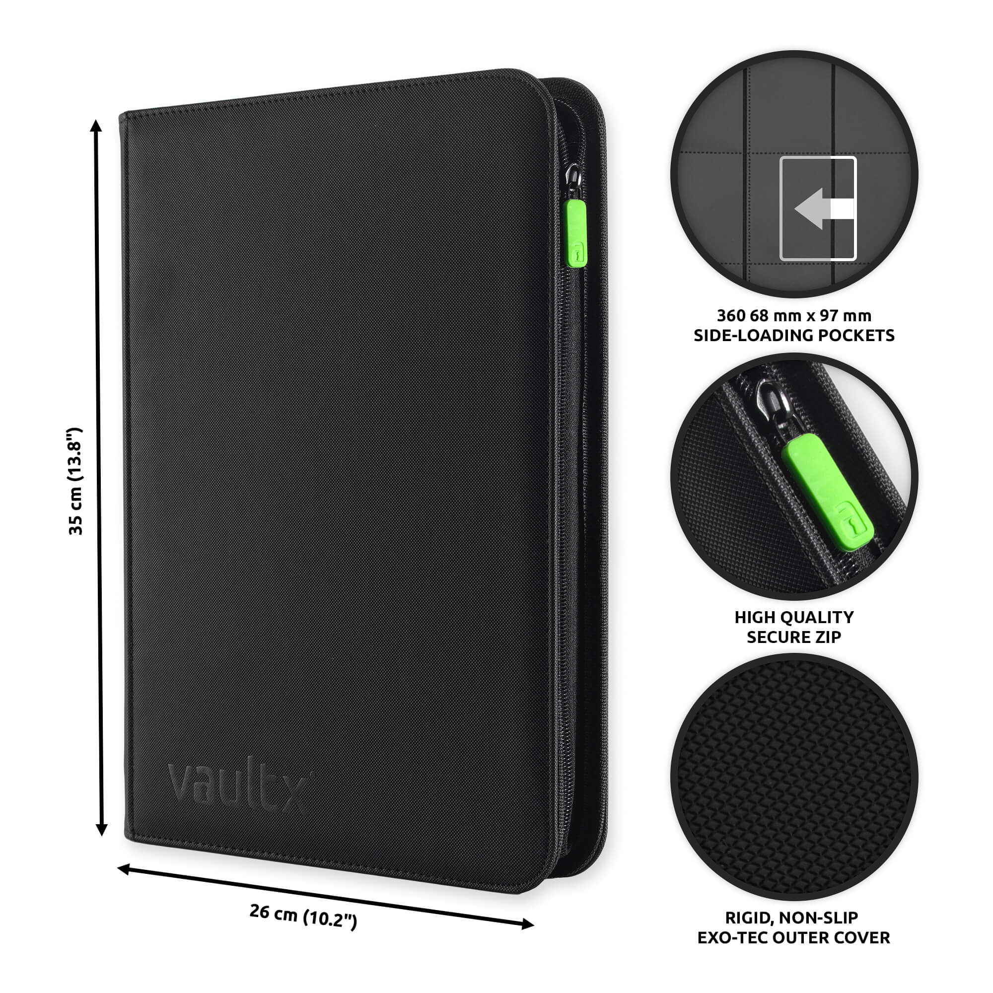 Black 9-Pocket Exo-Tec® Zip Binder