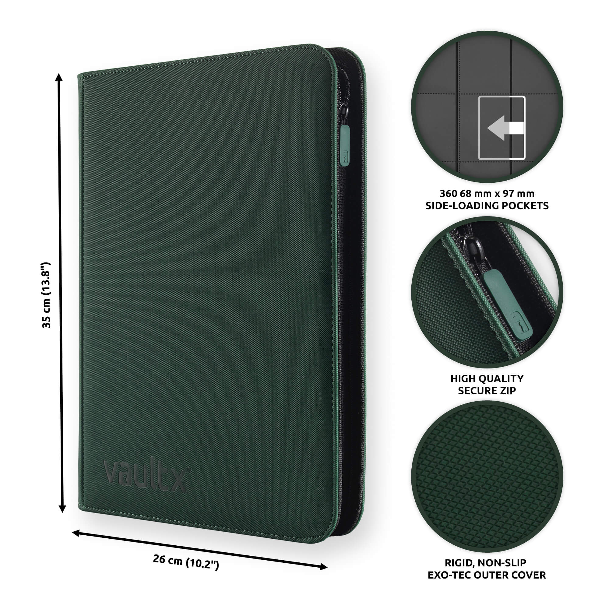 Green 9-Pocket Exo-Tec® Zip Binder