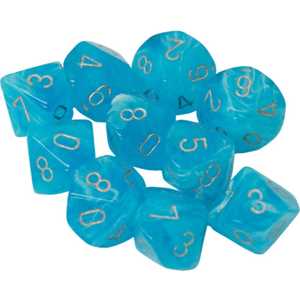 Ten d10 Sets: Luminary - Sky with Silver